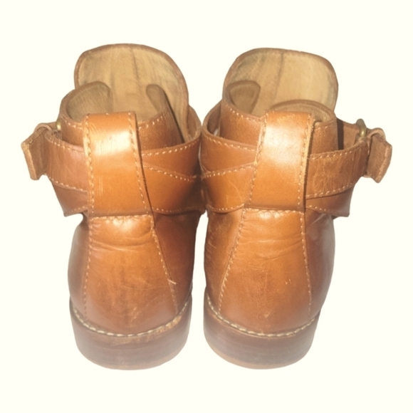 Madewell Hollis Brown English Leather Ankle Strap Buckle Detail Bootie Sz 8 1/2 - Picture 6 of 10